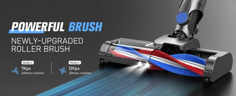 Cordless Vacuum Cleaner,Vacuum Cleaners for Home with Super Suction,Lightweight Stick Vacuum with 35 Mins Runtime,Rechargeable Cordless Vacuum for Carpet, Tile, Pet Hair, Hardwood Floors(Deep Blue)