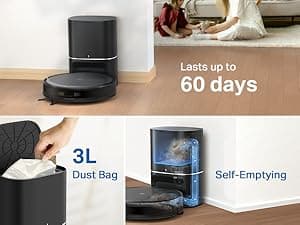 Tapo Ultra-Slim LiDAR Smart Navigation Robot Vacuum and Mop with Self-Emptying Dock, 5300Pa Max, 97%+ Dust Pickup Rate, Self-Charging, Compatible with Alexa & Google Home, RV20 Max Plus