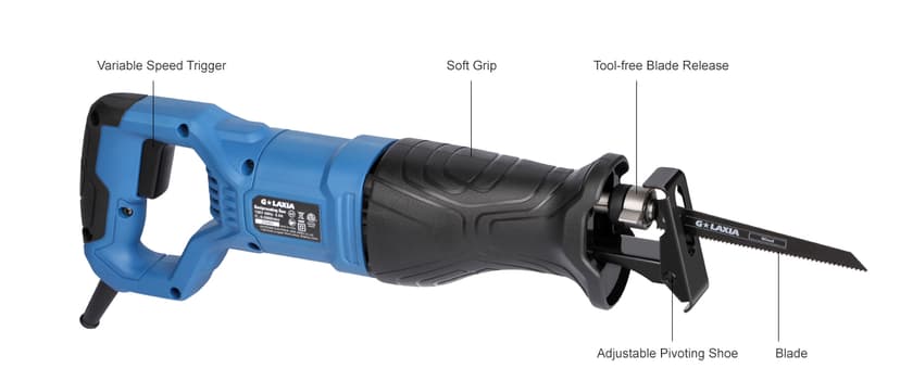 Reciprocating Saw, 6Amp 2800RPM Variable Speed Reciprocating Saw with 4/5"(20mm) Stroke Length, 3Pcs Blades for Wood, Soft Metal, PVC Pipe Cutting