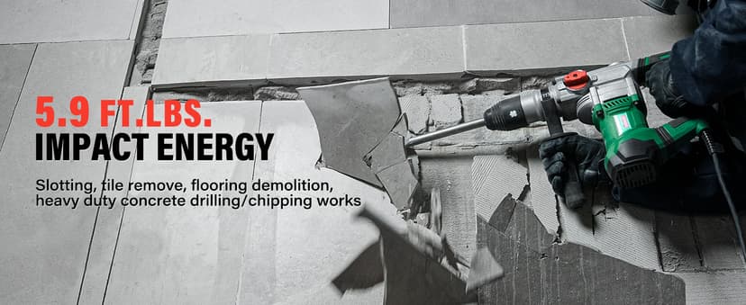 1-1/2" SDS-Max Heavy Duty Rotary Hammer Drill,12.5 Amp 3 Functions Corded Vibration Control Demolition Rotomartillo with Safety Clutch for Concrete,Includes 1 Drill Bits,2 Chisels,Carrying Case