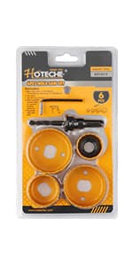 Hoteche 6-Piece Hole Saw Set - Versatile Hole Cutter Kit for Wood, Plastic, and Fiberboard - Clean, Accurate Cuts with Arbor Hole Drill - Compatible with Hand Drills, Drill Presses, and Rotary Tools