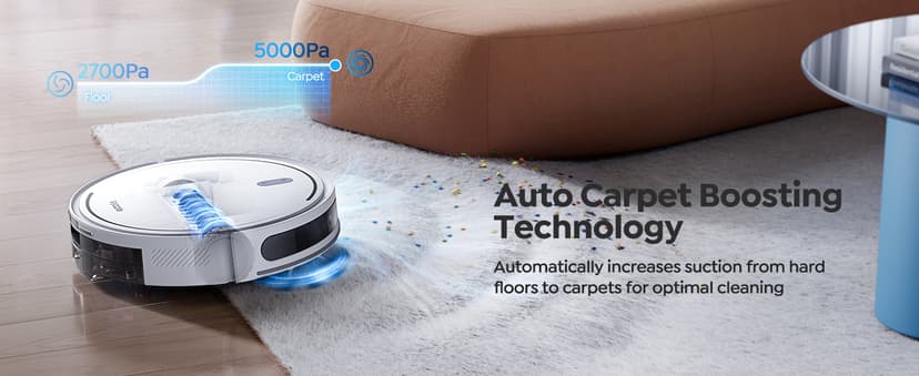 Vyzzle Robot Vacuum, 5000Pa Robot Vacuum and Mop, Smart Navigation, Ultra Slim Robot Vacuum Cleaner Self-Charging, Wi-Fi/App/Alexa Control, Ideal for Pet Hair, Hard Floor, Carpet