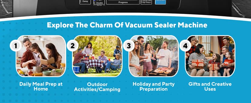 95Kpa Vacuum Sealer Machine for Food, 10-in-1 Presets with Sous Vide Mode, Double Heat Seal, Built-in Cutter & Bag Storage, Dry/Moist/Liquid, Compact Design, Easy-Lock Handle, Commercial Grade