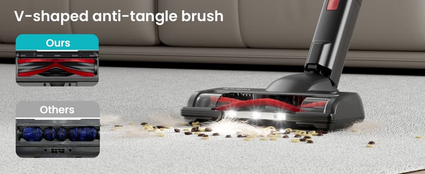 Cordless Vacuum Cleaner, 550W/45KPa Cordless Vacuum, 65 Mins Run Time, Self-Supporting Design,Stick Vacuum with OLED Display and Anti-Tangle Brush for Home, Carpets, Hard Floors and Pet Hair