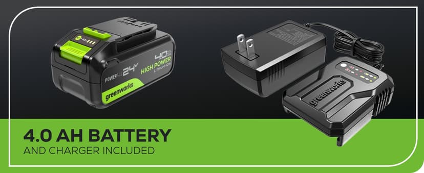 Greenworks 24V Brushless 7-1/4" Sliding Compound Miter Saw Kit, 4800RPM, Single Bevel 0-47°, LED Cut Line, Dust Collection, 4.0Ah Battery & Charger Included