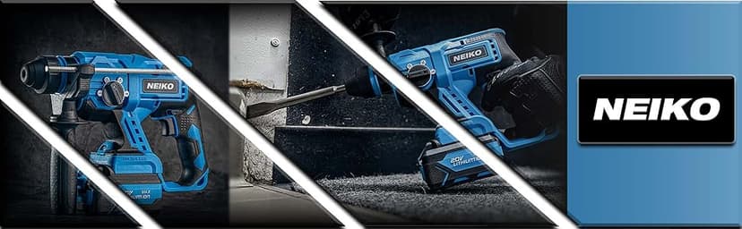 NEIKO 10882A Cordless Rotary Hammer Drill, Includes 20-Volt Li-ion Rechargeable Battery, Fast Charger, SDS Plus Hammer Drill, Heavy Duty Brushless Demolition Hammer, Cordless Hammer Drill, Rotohammer