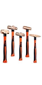 WEDO Brass Sledge Hammer With Fiberglass Handle, Non-Magnetic, Die-Forge, Corrosion Resistant, DIN Standard, 1lb, 300mm, 12"