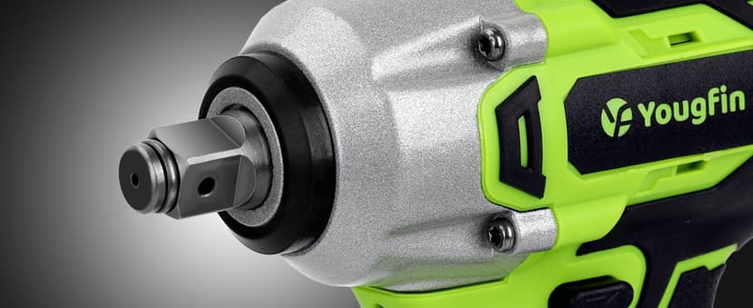 Yougfin Cordless Impact Wrench 1/2 inch for Lug Nuts, 20V Brushless Power Impact Gun Kit 400N.M, 4.0 Ah Battery Powered Impact Driver Heavy Duty, Electric Impact Wrench for Car Home