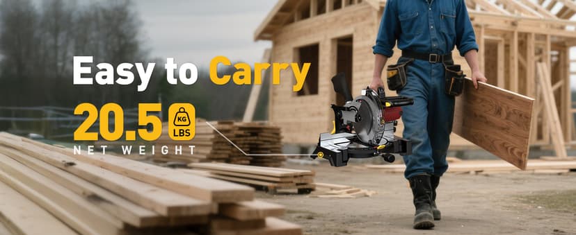 10-inch Compound Miter Saw, 5000RPM, 15 Amp, Single Bevel 0-45° with Extension Table, 36T Blade, Power Saw for Metal, Plastic, Wood, Laminates