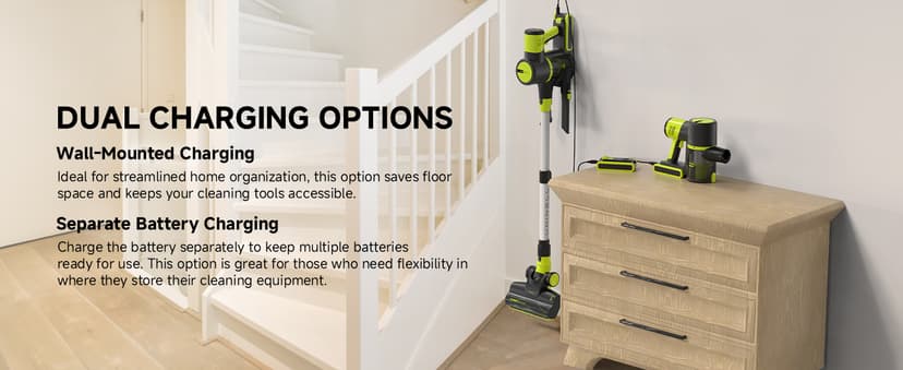 UNINELL HOME Cordless Vacuum Cleaner, 45Kpa 55 Mins Vacuum Cleaners for Home, Vacuum Cleaner Self-Standing, Anti-Tangle Stick Vacuum, Lightweight, Wall Mount Charging Vacuum for Pet Hair,Carpet,Floor