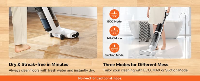IMAGIC M3 Wet Dry Vacuum Cleaner, Cordless Vacuum Mop All in One for Hard Floors, Lightweight Floor Cleaner for Sticky Messes with Edge Cleaning, Self-Cleaning and Hot Air Drying, White