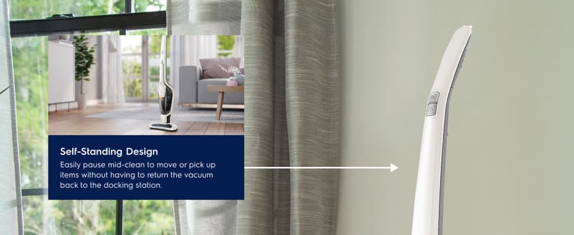 Electrolux Ergorapido Cordless 2-in-1 Vacuum Cleaner with High Suction Power and 180-Degree EasySteer Mobility, 48-Minute Run Time, 2 Power Modes, Satin White