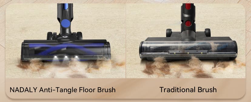 NADALY Cordless Vacuum Cleaner, Stick Vacuum with 3 Powerful Suction Modes, Max 45 Mins Runtime, Anti-Tangle Vacuum Cleaner for Home, 8-in-1 Rechargeable Vacuum for Carpet, Pet Hair, Hard Floors