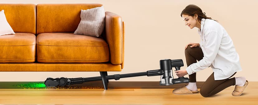 Cordless Vacuum Cleaner, 46KPa/500W Stick Vacuum with 55 Mins Runtime, Self-Standing Vacuum Cleaner for Home, LED Display, Anti-Tangle Brush, Rechargeable Vacuum for Pet Hair