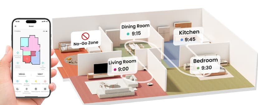 Lefant LiDAR Robot Vacuum and Mop,45-Day Self-Emptying,6000Pa Powerful Suction,Customized Cleaning,Home Mapping,140 Min Runtime,Roller Brush for Carpet,2.4G/5G WiFi/Alexa/APP/iWatch,M2 Plus