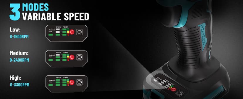 GEVEELIFE 650N.m/480Ft-lbs Brushless Impact Wrench,1/2" Cordless Impact Gun w/ 2x4.0Ah Battery & 6 Sockets, 3300RPM Power Electric Impact Driver for Car/DIY Furniture/Lawn Mower, Blue Toolbox