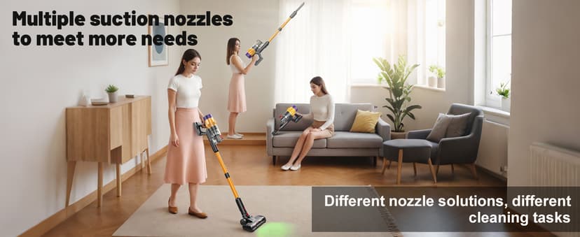 Cordless Vacuum Cleaner, 550W 55KPA 60 Mins Runtime Self-Standing Vacuum Cleaners, Stick Vacuum with Charging Dock Station Removable Battery, Handheld Vacuum for Pet Hair/Carpet/Floor