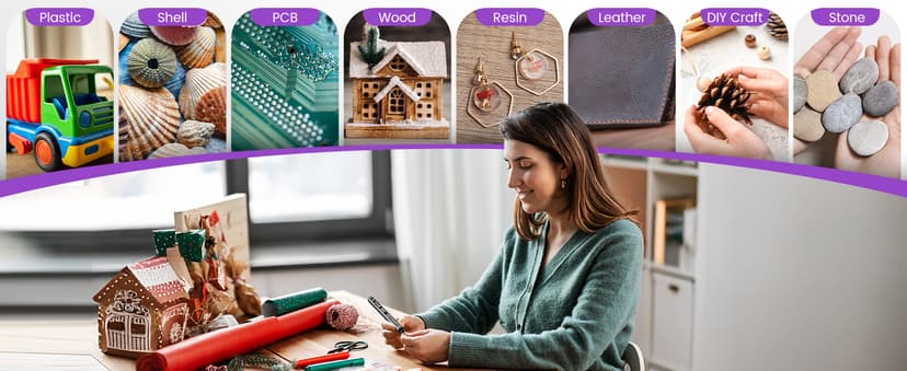 AM ARROWMAX Mini Drill Pen, 5-Speed, LED Lights, OLED Display, Aluminium Box, Resin Drill Set With 10 Small Bits, 3/32-Inch Shank, For Jewelry Making, Wood, Plastic