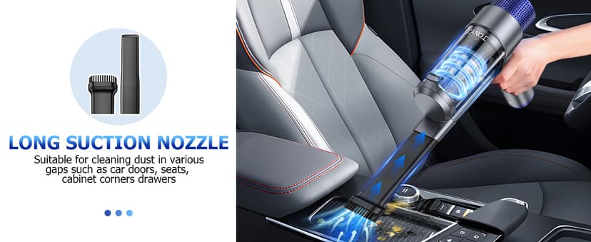 JONYJ Handheld Car Vacuum Cleaner Cordless, 16000PA Hand Held Vacuum Portable, 2 in 1 Air Duster and Mini Vacuum Cleaner Rechargeable with Led, Multi-Nozzles & Washable Filters for Home Office Car Pet