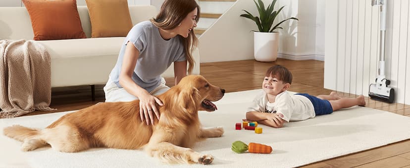 LEVOIT Cordless Vacuum Cleaner, Stick Vac with Tangle-Resistant Design, Up to 50 Minutes, Powerful Suction, Rechargeable, Lightweight, and Versatile for Carpet, Hard Floor, Pet Hair, White&Blue