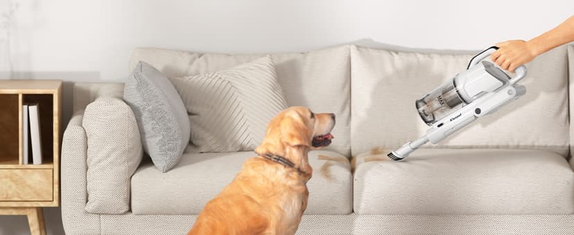 Cordless Vacuum Cleaner, 580W 48KPA 65Mins Runtime Fast Charging Vacuum Cleaner, Self-Standing LED Light Touch Screen Stick Vacuum for Home Light Weight,for Pet Hair/Carpet/Floor, White