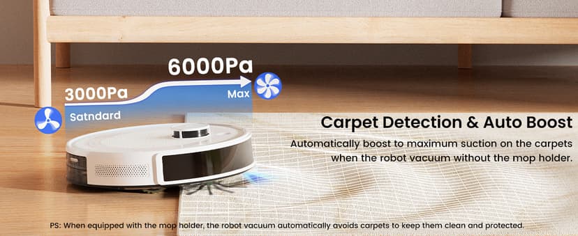 Lefant LiDAR Robot Vacuum and Mop,45-Day Self-Emptying,6000Pa Powerful Suction,Customized Cleaning,Home Mapping,140 Min Runtime,Roller Brush for Carpet,2.4G/5G WiFi/Alexa/APP/iWatch,M2 Plus