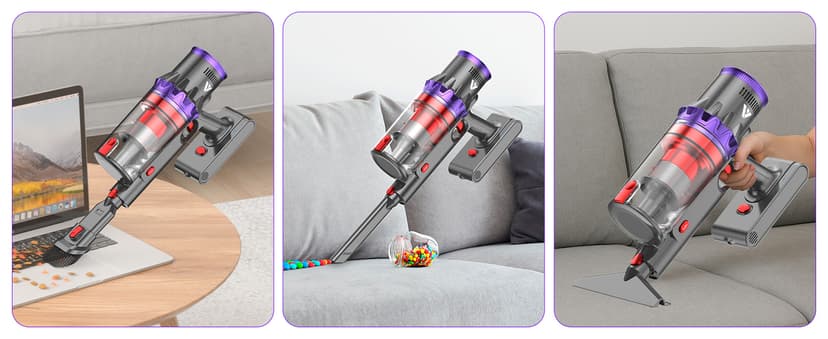 Coovy Cordless Vacuum Cleaner SU7, 580W 45Kpa 70 Minutes Runtime Stick Vacuum with Touch Screen, Anti-Tangle Wireless Powerful Lightweight Vac for Home Pet Hair Carpet Hardwood, Gold