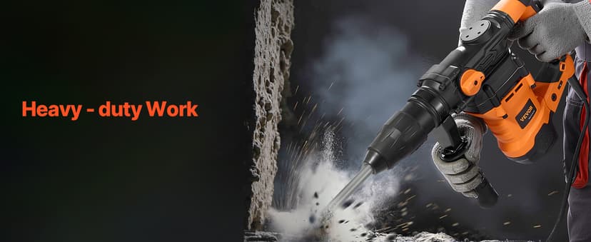 VEVOR 1-9/16 Inch SDS-Max Rotary Hammer Drill, 13Amp Corded Drills, Heavy Duty Chipping Hammers w/Vibration Control & Safety Clutch, Electric Demolition Hammers Variable Speed, Power Tool For Concrete