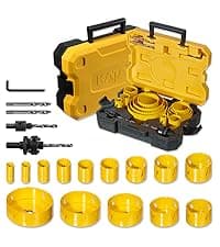 KATA Hole Saw Set 20PCS Hole Saw Kit with 3/4"-6"(19-152mm) 13PCS Saw Blades, 2 Mandrels, 3 Drill Bits, 1 Installation Plate, 1 Hex Key, Ideal for Soft Wood, Plywood, Drywall, PVC
