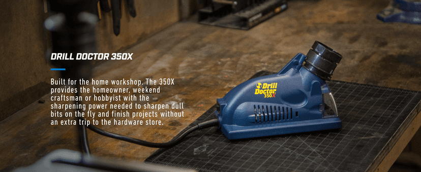 Drill Doctor DD350X Drill Bit Sharpener - 3/32" to 1/2" - Electric Sharpener - High Speed & Portable - for Steel, Masonry, Carbide & Tin-Coated Bits