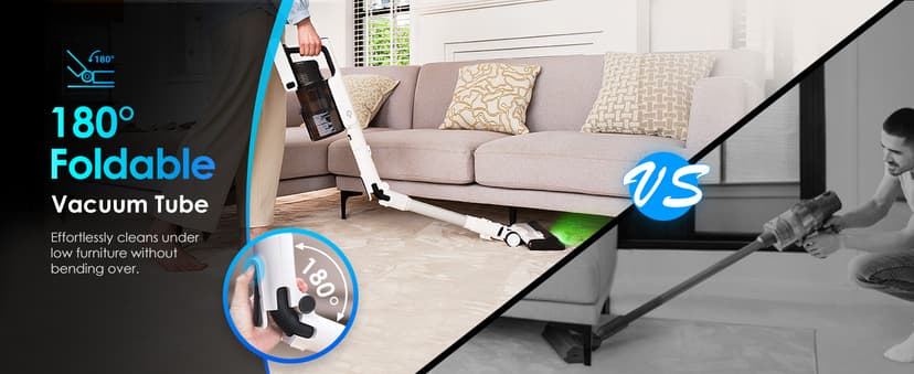 Tineco Pure ONE A50S Cordless Stick Vacuum Cleaner, 185W Suction,1L Larger Dustbin, 3DSense Power Brush, PureCyclone Tech, Easily Tackles Large Debris