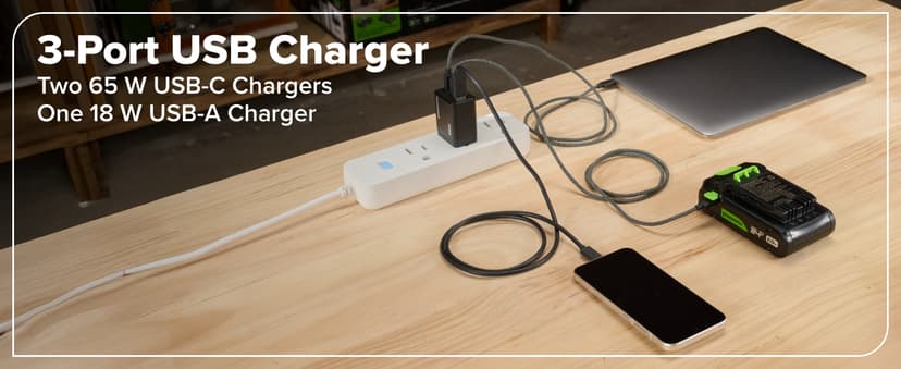 Greenworks 24V Cordless Brushless 800 in-lbs Drill/Driver, Professional Grade,21 Clutch, 4.0Ah USB-C Battery (24,000mAh Power Bank),65W USB-C Fast Charger(3-Port) and USB C to USB C Cable(3.3FT)