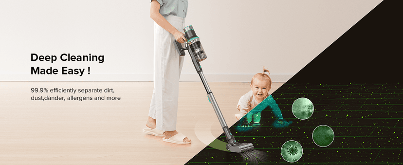 Belife BVC11 Cordless Vacuum Cleaner, 2 Detachable Battery, Max 80mins Runtime, 25Kpa 380W Brushless Stick Vacuum, Lightweight Vacuum for Home Hardwood Floor Carpet Pet Hair, LED Touch Display