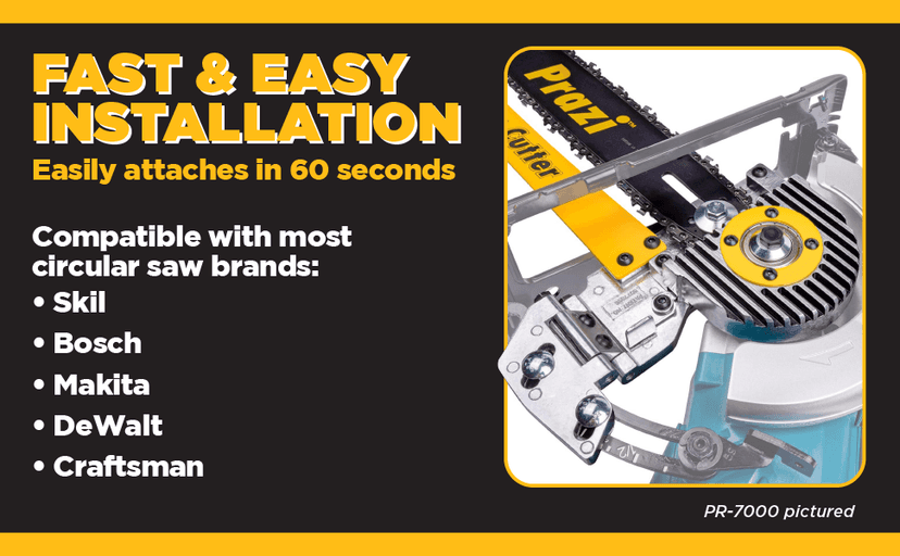 Prazi 12" Beam Cutter Attachment for Non-Worm Circular Saws – Model PR2700 for 7-1/4" Circular Saws, Non-Worm Drive – American Owned Company – Increase Cut Depth from 2-1/2” to 12”