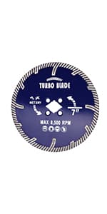 7" Diamond Turbo Blade Granite Diamond Blade for Granite Marble Porcelain Tile Wet/Dry Cutting