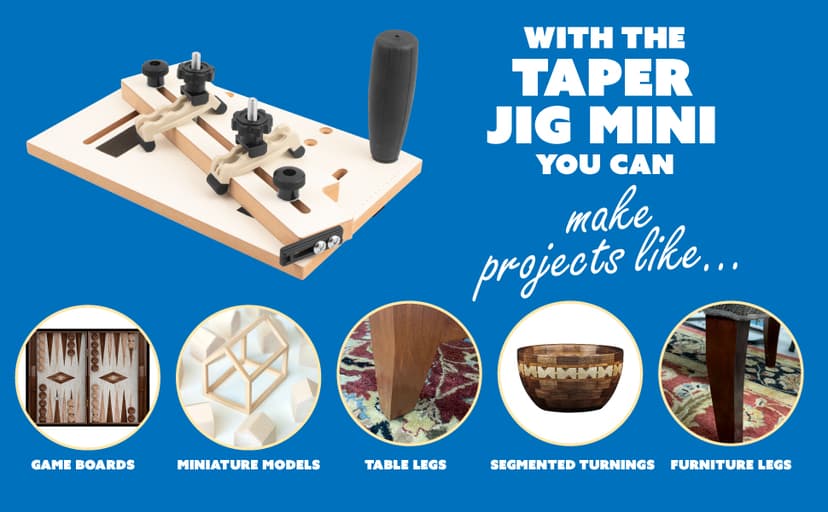 Mini Taper Jig For Table Saw, Adjustable Precision Straight Line Tapering Jig with Blade Safe Hold Downs, Fast Straight Taper Wood Cutting for Small Parts