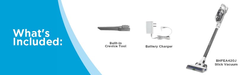 BLACK+DECKER POWERSERIES+ 16V MAX Cordless Stick Vacuum with LED Floor Lights, Lightweight, Multi-Surface, White (BHFEA420J)