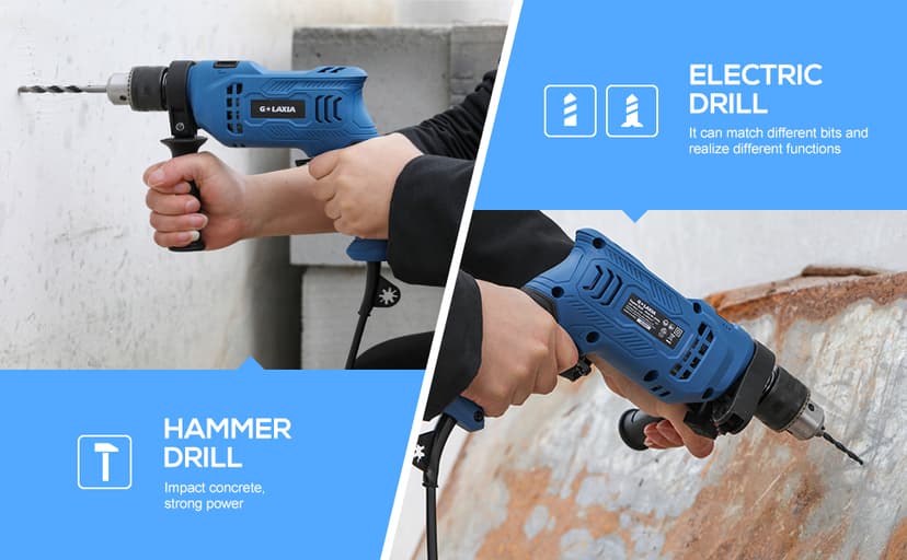 Hammer Drill, 4.5A 1/2 Corded Hammer Kit, 0-3000RPM Variable Speed Impact Drill with 105pcs Drill Bit Set, Carrying Case Included