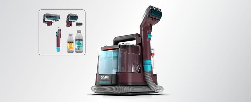 Shark Carpet Cleaner Machine, Portable Upholstery StainStriker, Spot, Odor & Stain Remover, 2 Carpet Cleaner Solutions, 3 Tools, Perfect for Pet Hair, Area Rugs, Couches, Burgundy, PX203BRN