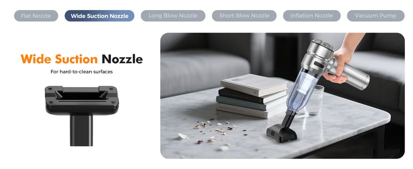 Car Vacuum,3 Suction Modes,Portable Mini Cordless Cleaner with 24000pa Suction Power,Type-C Charge,Handheld Vacuum for Home,Car, Office Desk, Keyboards(Silver White)