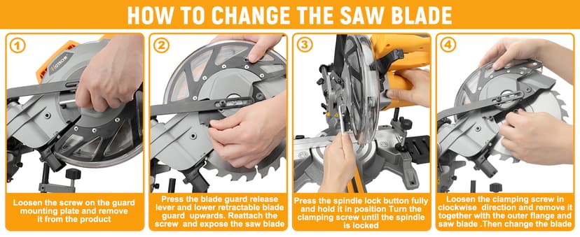 Hoteche 8-1/4-Inch Miter Saw 12.5A Sliding Compound Single Bevel Chop Saw with Laser and Blade for Wood and Metal Working