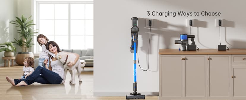 FABULETTA Cordless Vacuum Cleaner, Lightweight Vacuum Cleaners for Home with 500W Brushless Motor, Rechargeable Stick Vacuum Up to 55 Mins Runtime, Great for Pet Hair, Carpet, Hard Floor, Deep Blue