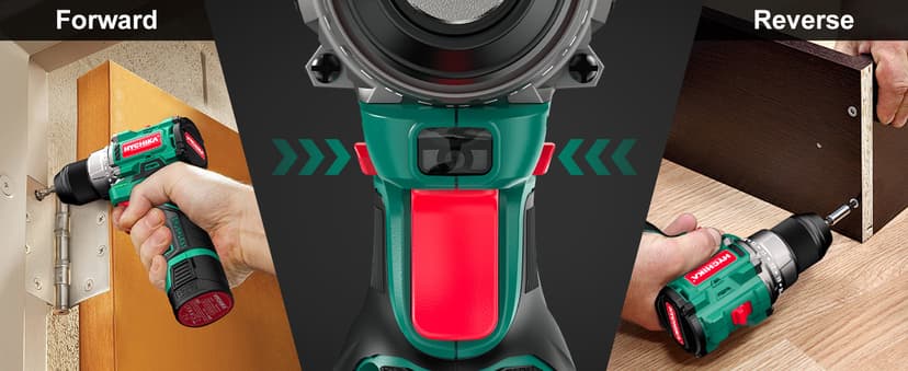 HYCHIKA Drill Set, True Brushless Power Drill Driver 16.8V Cordless Compact Drill Woman Man,410 IN-LB, LED Light,2 Variable Speed 23+1 Torque 3/8" Keyless Chuck, 1 Lithium-Ion Battery