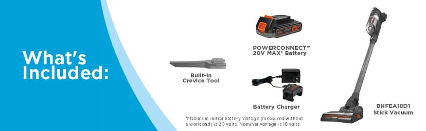 BLACK+DECKER POWERSERIES+ 20V MAX Cordless Vacuum Cleaner, Stick Vacuum Rechargeable with LED Floor Lights, Anti-Tangle Lightweight, Removable Battery (BHFEA18D1)