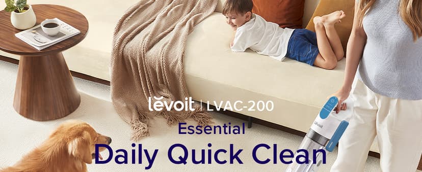 LEVOIT Cordless Vacuum Cleaner, Stick Vac with Tangle-Resistant Design, Up to 50 Minutes, Powerful Suction, Rechargeable, Lightweight, and Versatile for Carpet, Hard Floor, Pet Hair, White&Blue