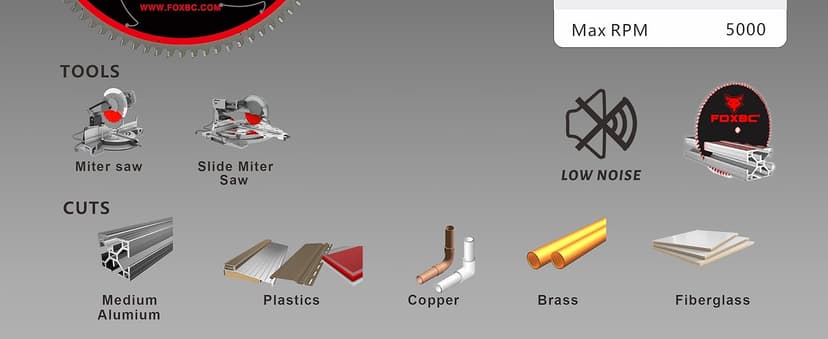 FOXBC 12 Inch Saw Blade 96-Tooth TCG for Aluminum Non-Ferrous Metal & Plastic Cutting with 1-Inch Arbor