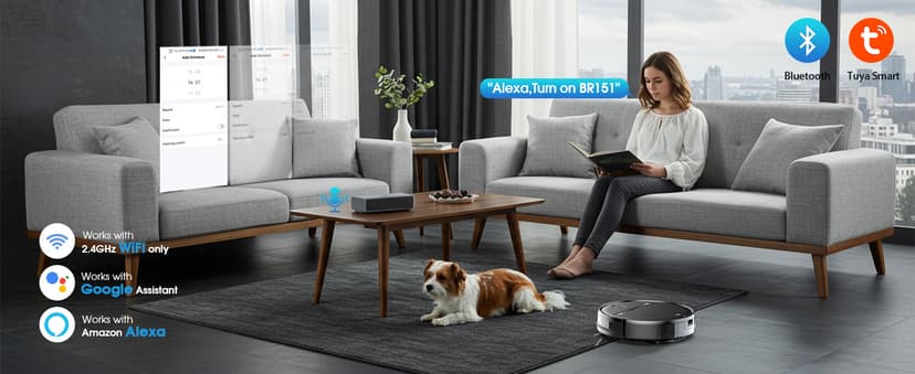 Robot Vacuum and Mop, 2-in-1 Robotic Vacuums Cleaner with Smart Max Strong Suction, WiFi/App/Alexa Voice Control, Obstacle Avoidance, for Pet Hair, Carpets and More