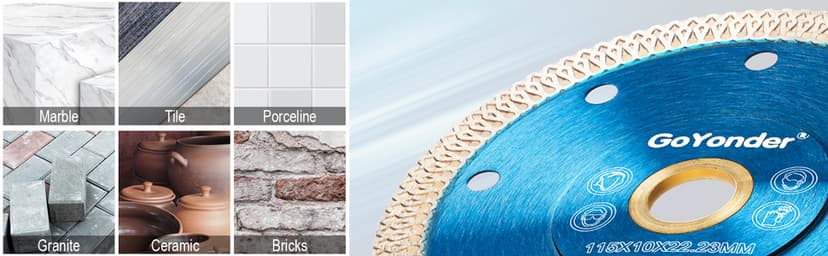 GoYonder 4.5 Inch Tile Blade, Super Thin Diamond Saw Blade for Cutting Porcelain Tiles, Granite Marble Ceramics (4.5")