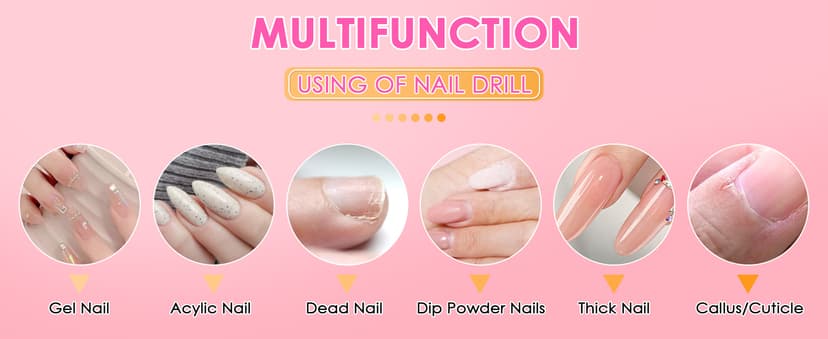 Portable Nail Drill Electric File: 40000RPM Professional Rechargeable Nail E-File Machine, Cordless Nail Drill with Bits & Base for Acrylic Nails Remove Nail Gel Polish Manicure for Salon Home, White