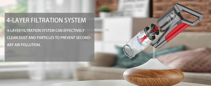 whall Cordless Vacuum Cleaner, Upgraded 25Kpa Suction 280W Brushless Motor Cordless Stick Vacuum Cleaner, Lightweight Handheld Vacuum for Home Pet Hair Carpet Hard Floor, up to 55mins Runtime,Grey